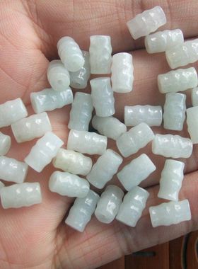 20967-1缅甸玉天然A货翡翠DIY配件用小节节高玉竹节小配件玉管H28
