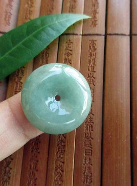 保真油绿色款22.5-24mm小平安扣吊坠缅甸玉21749天然A货翡翠玉N33