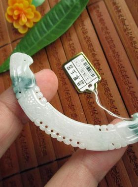 精工款双龙弯条玉横锁骨玉74787天然A货缅甸玉翡翠玉汉服饰品实拍