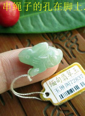 72837天然A货翡翠玉小个款生肖兔小吊坠立体实物拍图缅甸玉玉琳阁