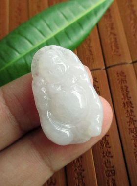 保真逍遥佛实物拍图缅甸玉天然A货翡翠玉21495随形款大肚佛吊坠H2