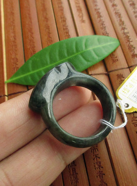 保真乌鸡种翡翠马安戒指19.9mm实物拍图76626天然A货缅甸翡翠玉