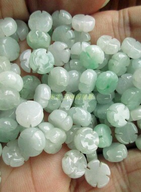 8mm四叶草十字花缅甸玉天然货翡翠玉21238-1圆饼款小花件坠子H16