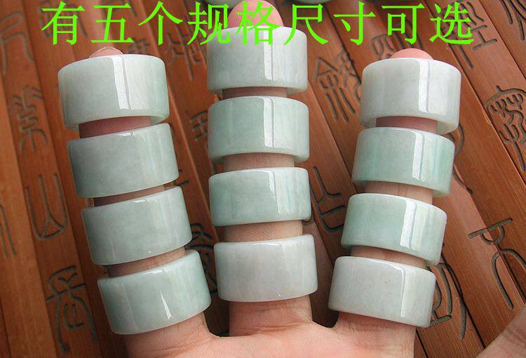保真多个尺码 玉扳指缅甸玉天然a货翡翠玉光面指环戒指班指21222