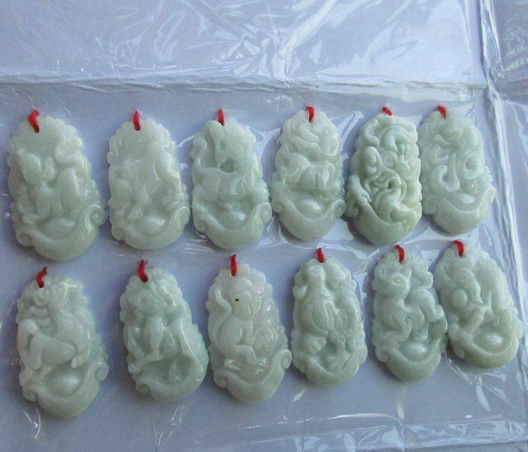 成套批十二生肖吊坠儿童孩子学生款20587-17天然a货翡翠玉缅甸玉