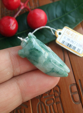 71564包真假一赔三 缅甸玉天然A货翡翠玉知了金蝉小吊坠实物拍图