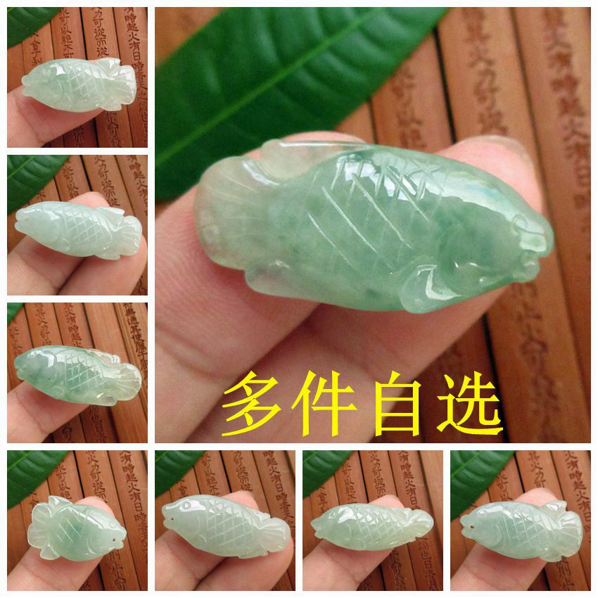 保真小金鱼吊坠缅甸玉天然A货翡翠玉连年有余21742实拍图玉琳阁