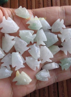 保真直通孔小鱼儿小吊坠手链用21777缅甸玉天然A货翡翠玉实拍H10