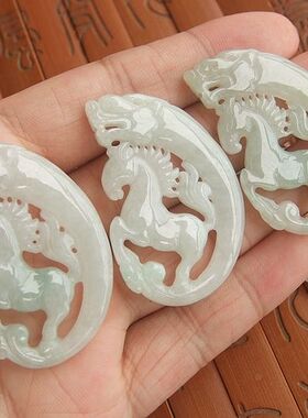 21211玉琳阁翡翠 实拍图 缅甸玉天然A货翡翠玉 龙马精神大吊坠牌