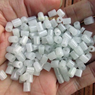 保真有水头大孔款桶珠大孔顶珠小玉管21561缅甸天然A货翡翠玉H35