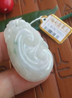 70921天然A货翡翠玉 事事如意吊坠 带飘花款缅甸玉实物拍图玉琳阁