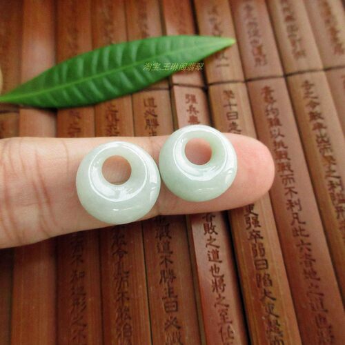 保真新款月亮环玉环一对耳饰用吊坠21736缅甸天然A货翡翠实拍H37
