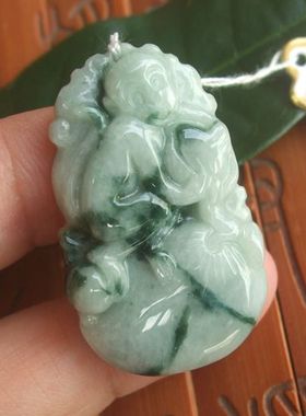 71071缅甸玉 天然A货翡翠玉 生肖猴吊坠牌 实物拍图 玉琳阁翡翠