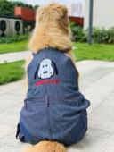 很有腔调 史努比纯棉条纹牛仔背带裤 金毛四脚裤 连体裤 巨贵衣服