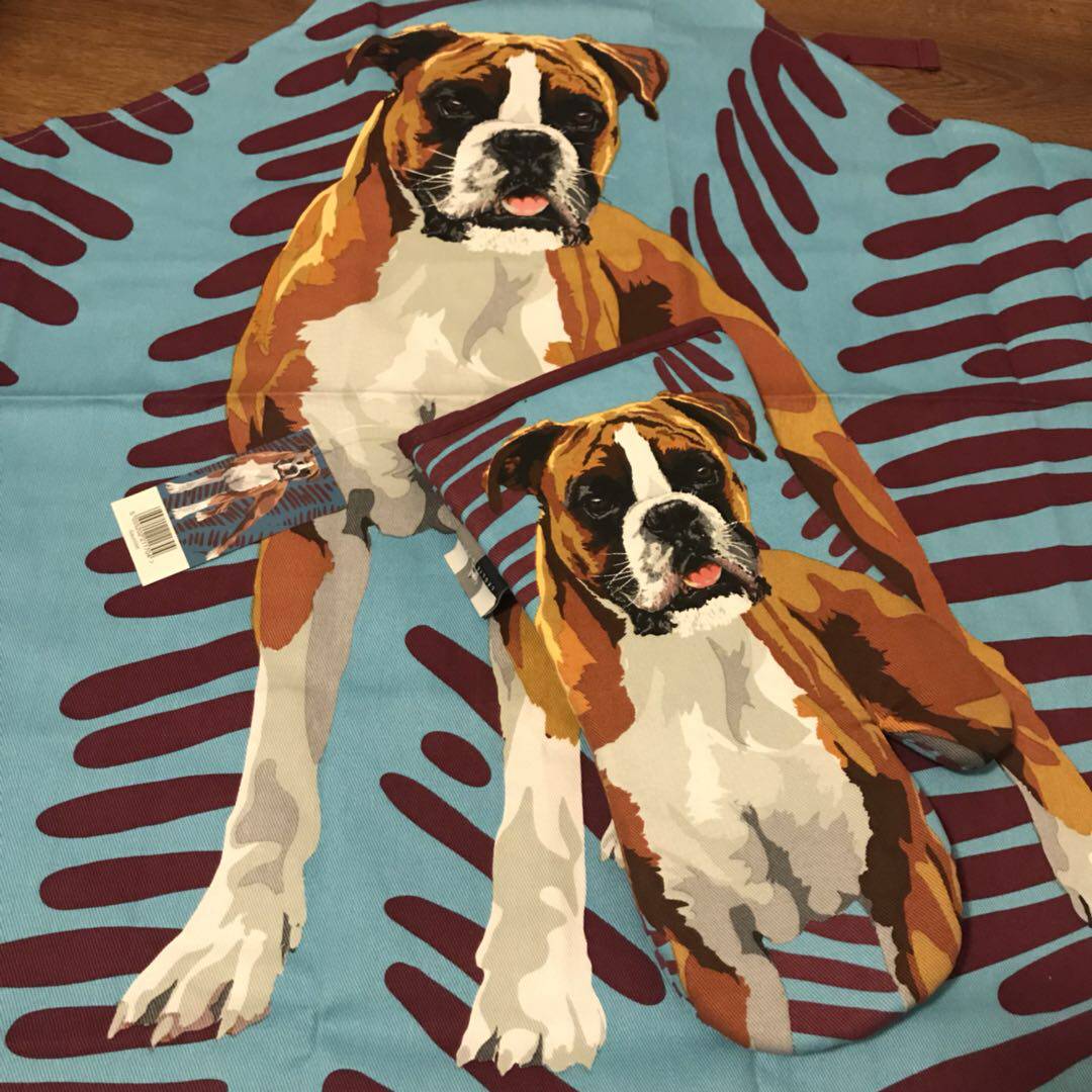 拳师犬英牛犬宠物挂画茶巾装裱后个性出彩我的萌宠周边纯棉布手套