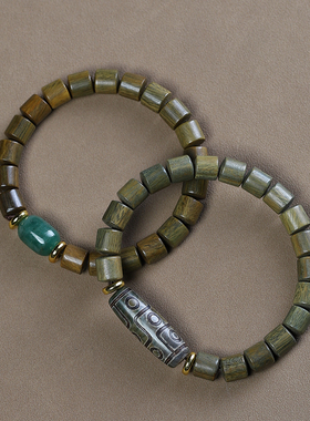 绿檀木桶珠手串男女士款