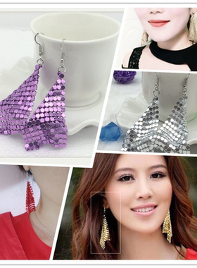 925银钩防过敏耳环earrings 韩版红色夸张耳环长款欧美女长耳环