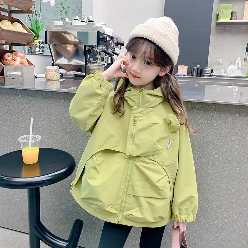女童外套春秋款2025新款韩范儿童春季运动上衣女孩春装连帽