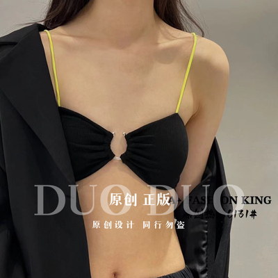 A+夏季新款欧美辣妹撞色设计小胸性感女士纯棉透气舒适抹胸文胸