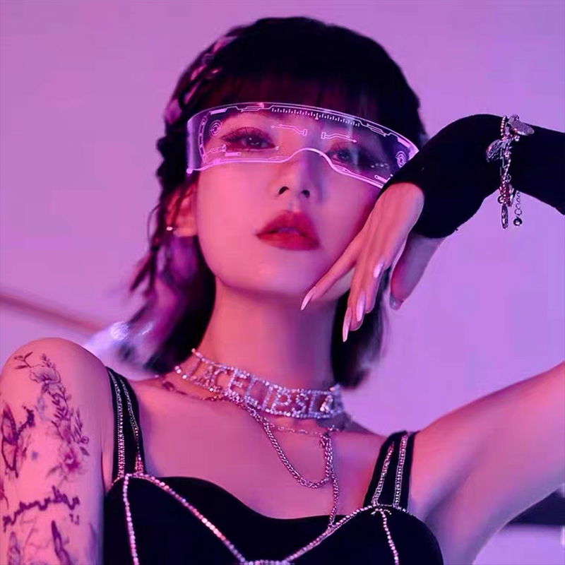 赛博朋克炫酷LED发光眼镜男女款