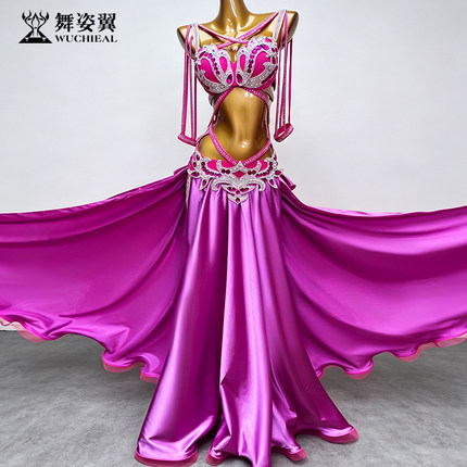 舞姿翼肚皮舞表演演出服女2026新款套装东方舞大摆裙舞蹈玫红289