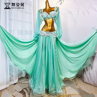 舞姿翼肚皮舞表演出服装练功服女2023新款镶钻文胸长裙套装女3265