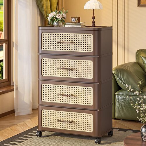 抽屉式收纳柜免安装客厅零食柜卧室落地式带轮床头柜可移动收纳箱
