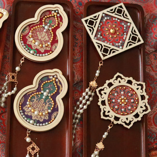 非遗手工冰箱贴国风创意宋锦珍珠画挂件团建亲子手工DIY材料包