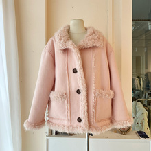 LHTE青青大码衣橱 秋冬流行宽松皮毛一体仿羊羔毛百搭外套A8616