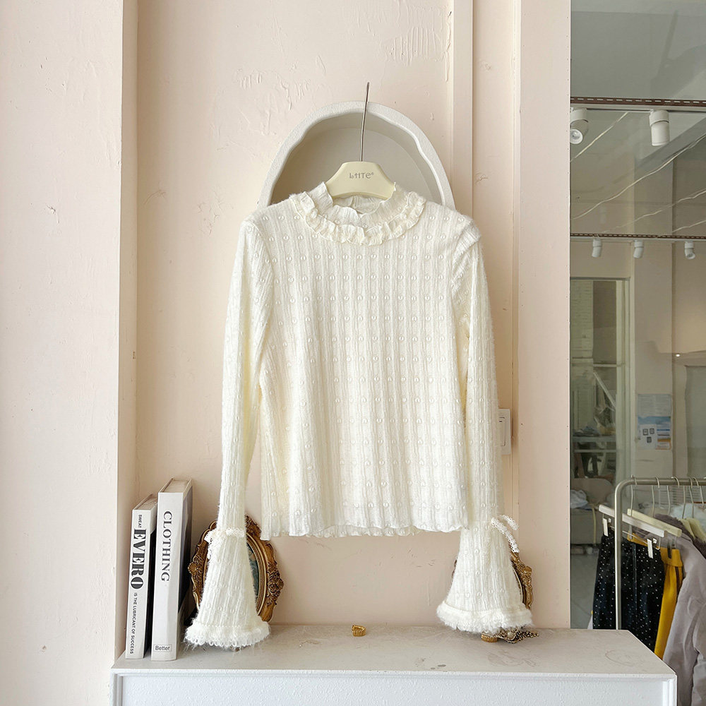 LHTE青青大码女装 冬季新款磨毛喇叭袖百搭甜美内搭米色C5311,女装/女士精品,衬衫,淘宝优惠券,粉丝福利购,淘宝优惠卷