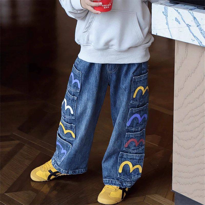 古德家男童牛仔裤2025秋季新款时髦多口袋潮流直筒裤中小童韩版