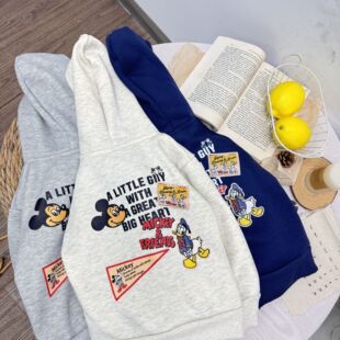 古德家儿童连帽外套2024秋冬男童新品卡通加绒卫衣女童开衫冬款