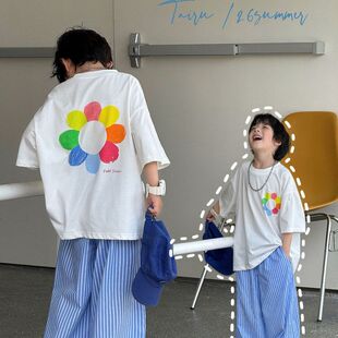 古德家2026夏季新款儿童韩版卡通太阳花洋气短袖男童简约上衣半