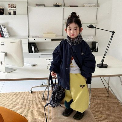 古德家童装儿童双面穿加厚保暖棉服男女童洋气豹纹羊羔毛毛外套