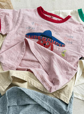 2025童装夏季儿童韩版活性印花女童无袖T恤夏装男童打底衫6231