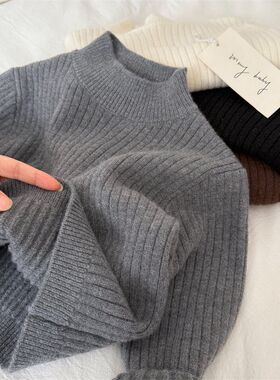 古德家儿童毛衣2025冬季新品男女童高领坑条毛衣宝宝纯色打底毛衣