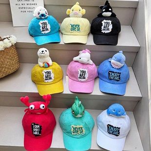 古德家日单海洋馆动物园亲子棒球帽薄棉春夏儿童鸭舌帽字母刺绣