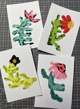 【三猫手绘】水彩画作品《斑斓色彩》1444装饰画