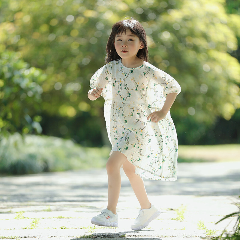 喀西米女童连衣裙宽松旅游摄影童装夏装小女孩子过膝长裙仙气童裙