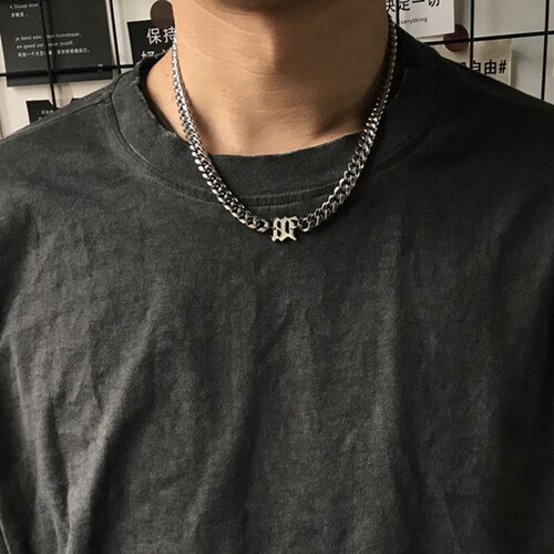网红同款男生钛钢嘻哈古巴项链