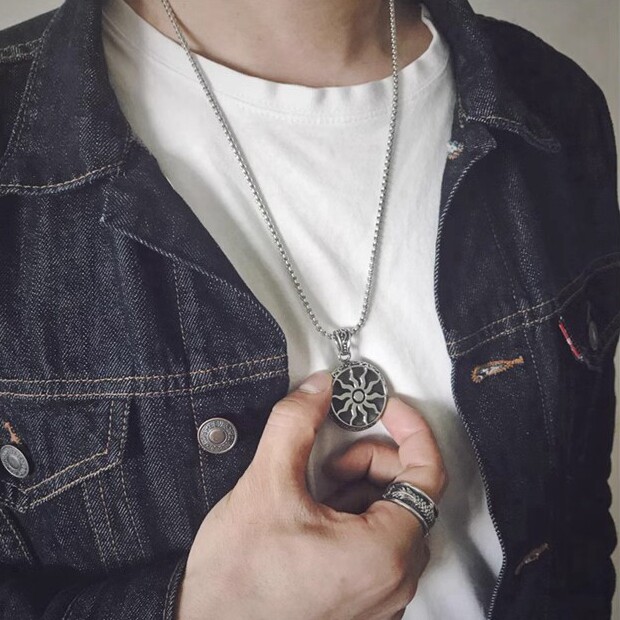 复古时尚个性火焰男士吊坠潮流韩版简约男生项链嘻哈潮男学生饰品