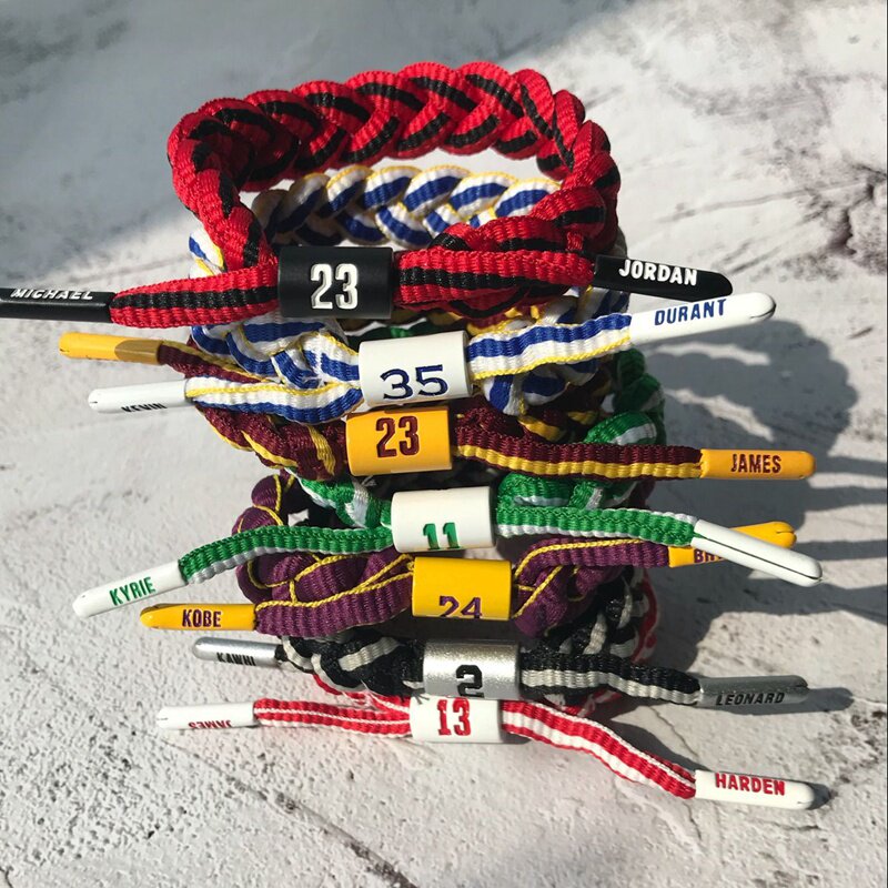 篮球运动个性编织鞋带手链科比詹姆斯杜兰特库里手腕带手绳首饰品