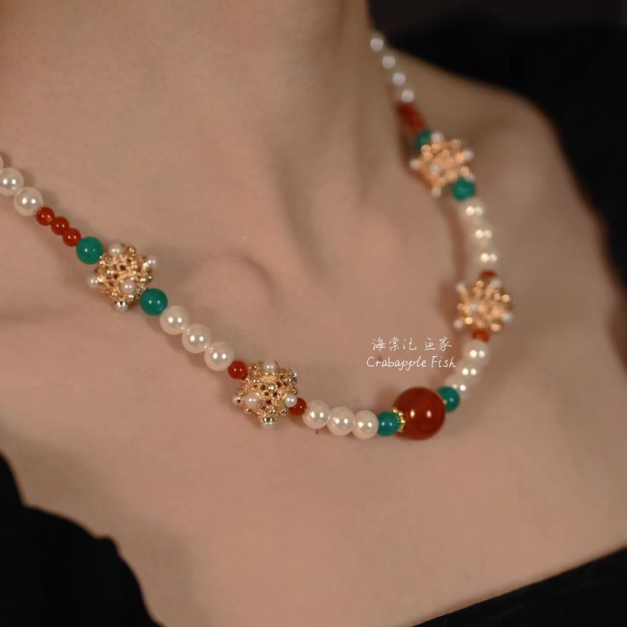 复原蜻蜓眼贝珠玛瑙璎珞