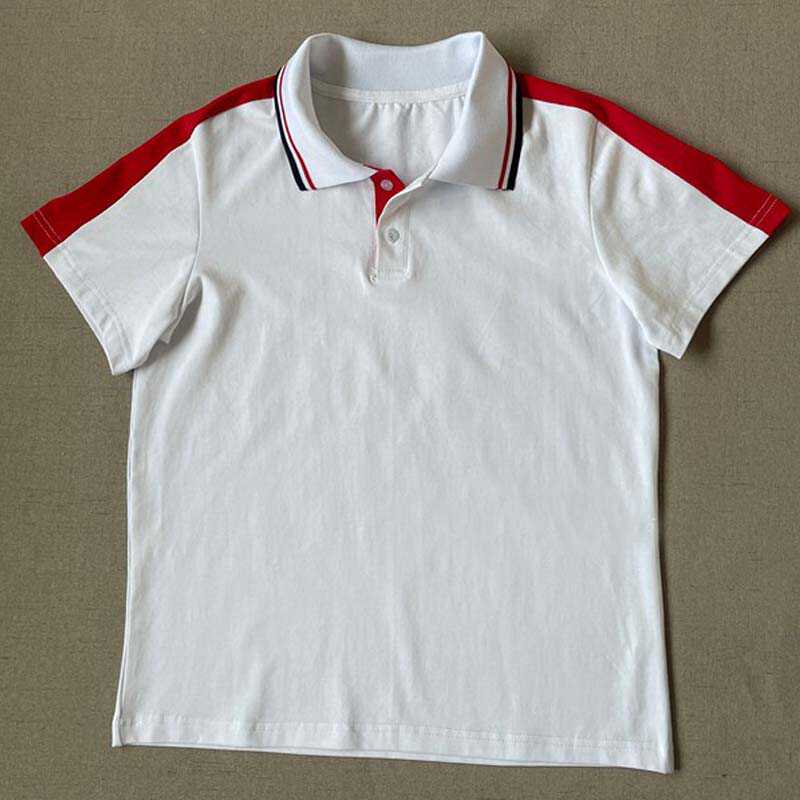 中小学生校服短袖上衣夏季纯棉白色t恤男女童运动polo衫班服定制