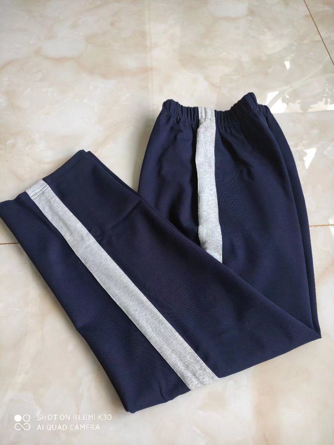 可定制中小学生男女校服裤子藏蓝裤一道宽灰杠直筒运动校服裤春秋