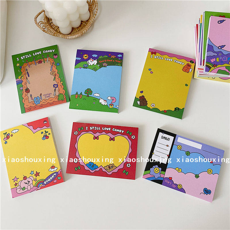 이 매우 귀여운 한국의 귀엽고 재미있는 사탕 프레임 곰 메모지 메모 패드는 끈적이지 않습니다