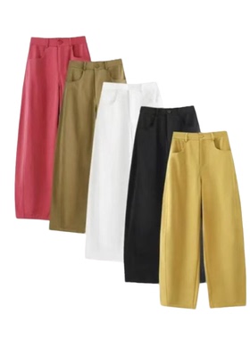 春季新款拍大腿推荐廓形百搭高腰显瘦通勤弯刀阔腿裤6080