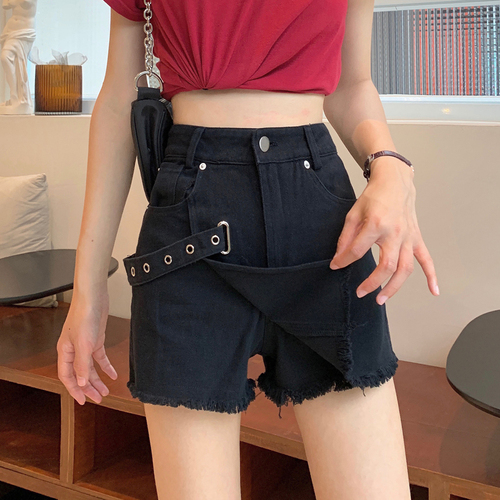 Real price ~ high waist, thin, woolen denim shorts, skirt, female