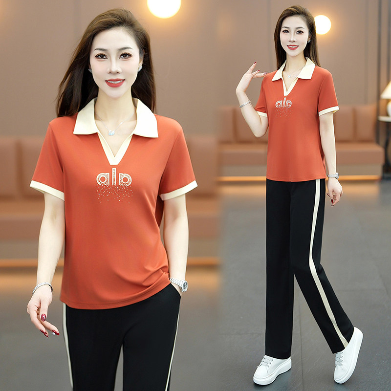 2026春季新款polo领短袖运动套装女洋气减龄休闲两件套