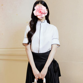 原539 特惠419 26新款 不退不换 撞色镶边 小翻领纯棉短恤衬衣